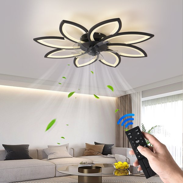 Pétales LED plafonnier ventilateurs de plafond avec lumière chambre Table à manger ventilateur lampe ventilateur télécommande luminaire