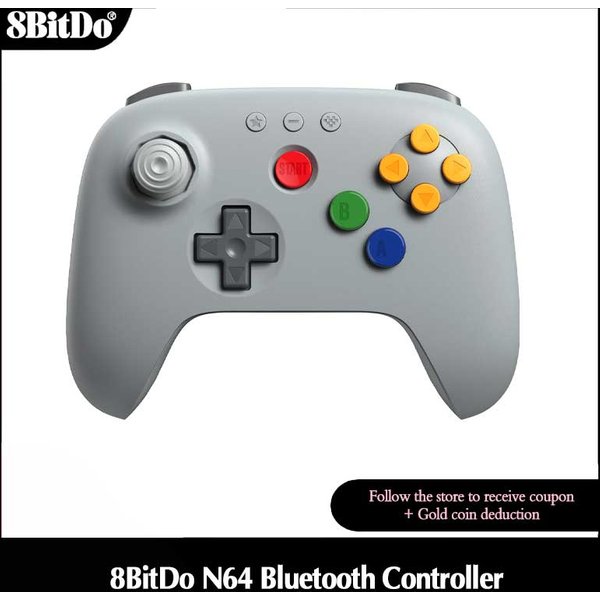 Manette Bluetooth 8BitDo Gray N64 pour Analogue 3D, Nintendo Switch, Switch 2, manette de jeu pour Windows et Android