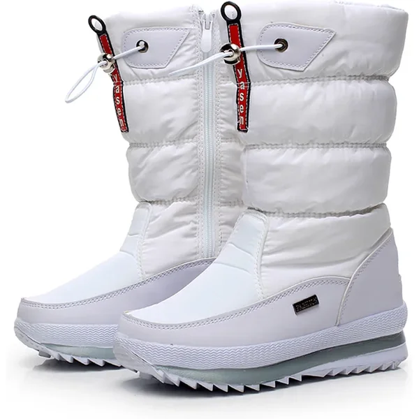 Mode chaud femmes botte femmes bottes de neige plate-forme bottes d'hiver imperméable bottes antidérapantes en peluche fourrure mi-mollet botte Botas Mujer