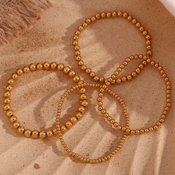 E.B.belle Vergoldete Silber Farbe Elastische Perlen Armbänder Armreifen Für Frau Wasserdichte Edelstahl Perlen Kette Armband