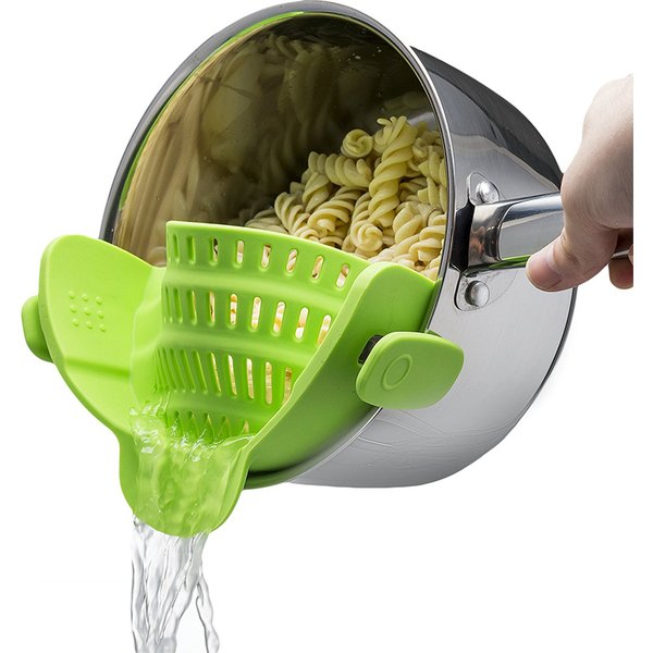 LMETJMA Universal Silicone Clip-on Pan Pot Strainer Anti-spill Pasta Pot Strainer Food Grade Rice Fruit Colander Strainer KC0111