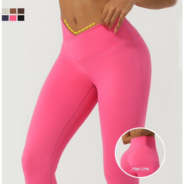 Damen-Sport-Leggings, dehnbar, weich, V-förmig, hohe Taille, Yogahose, atmungsaktiv, schnell trocknend, Laufstrumpfhose, Workout-Sportbekleidung