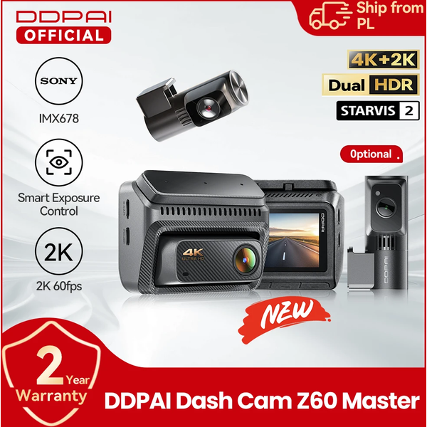 DDPAI Z60Master 4K+2K Front- und Heckaufzeichnung 2CH/3CH Dashcam Dual HDR Nachtsicht WiFi6 GPS ADAS Anti-Flicker Autokamera