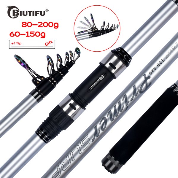 BIUTIFU canne à Surf 5.3/5.0/4.5/4.2/3.9m pêche télescopique voyage puissance de filature 60-200g lancer Surfcasting Shore coulée pôle