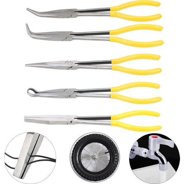 Extra Long Nose Pliers Straight Bent Tip Mechanic Equipment Hand Tools 1Pc