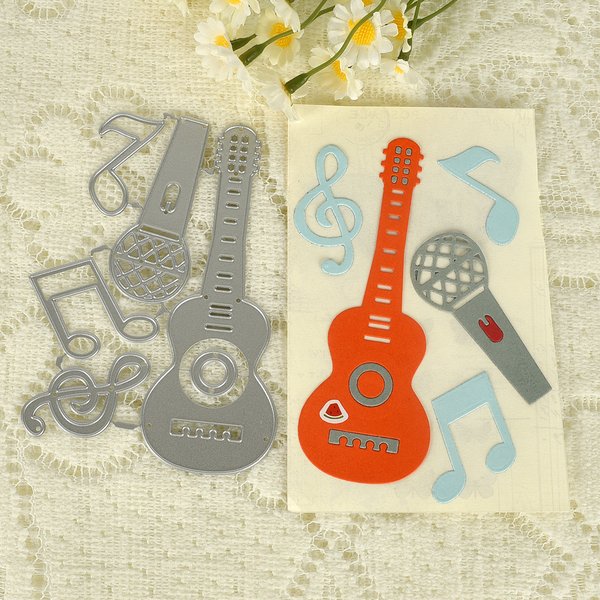 Matrices de découpe en métal, guitare musicale, chat et chien, étoile, pour Scrapbook, décoration artisanale en papier, pochoirs d'album, bricolage