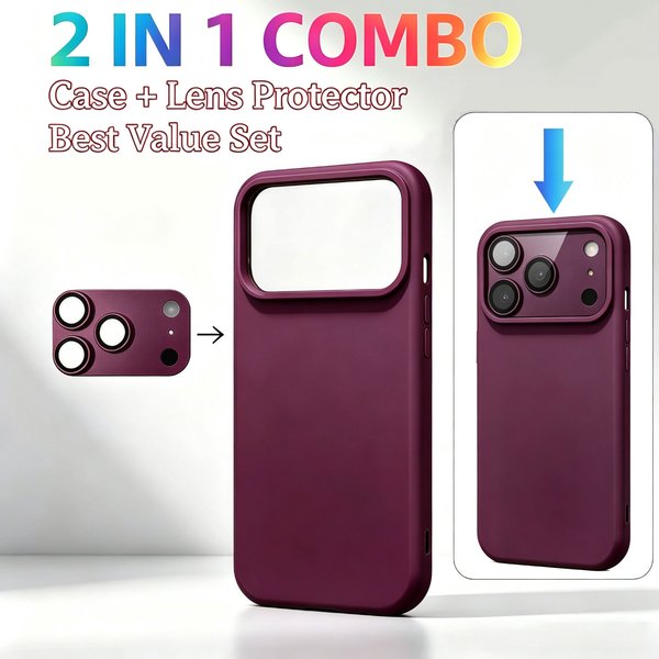 Ensemble de 3/2/1 coques de téléphone en silicone liquide de luxe pour iPhone 18 17 Pro Max avec film de protection mat pour objectif d'appareil photo 18 17 Pro Max