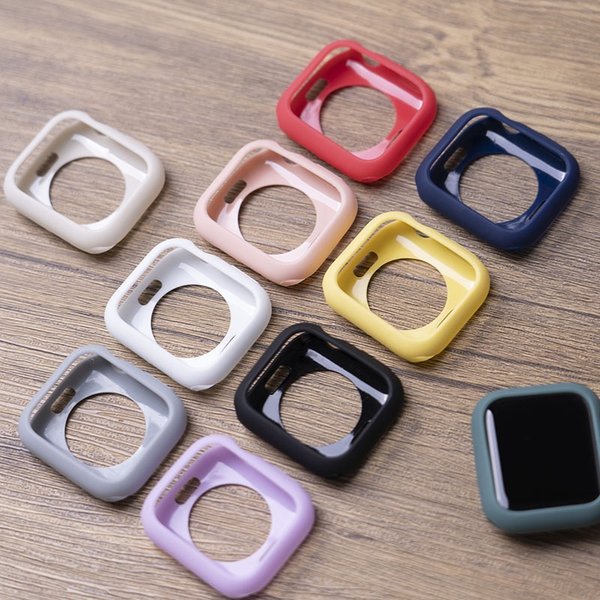 Coque en silicone souple pour Apple Watch, coque de protection, iWatch SE 6 5 3, 44mm, 40mm, 42mm, 38mm, série 8 7, 45mm, 41mm, Ultra 49mm