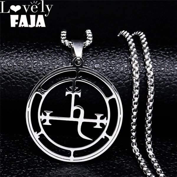 Collier en acier inoxydable avec sceau du démon pour hommes/femmes, couleur argent, Satan LILITH, colliers et pendentifs, bijoux Colares Feminino N1249S03