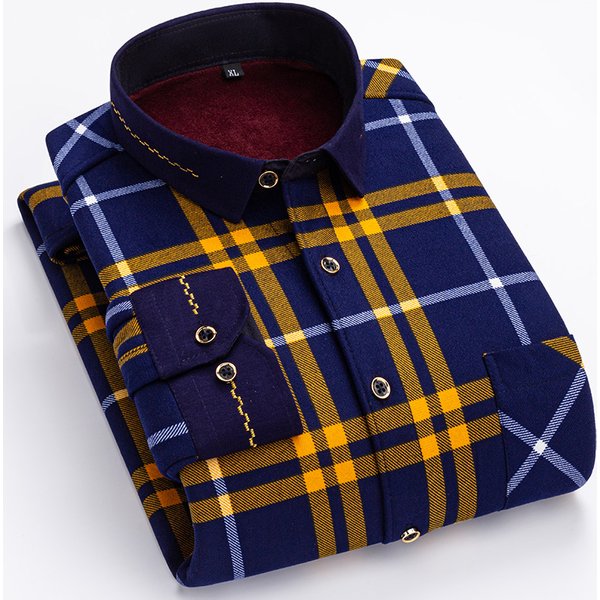 2023 automne et hiver nouveaux hommes mode décontracté Plus polaire Plaid à manches longues chemises épaissir chaud haute qualité petit haut L-5XL