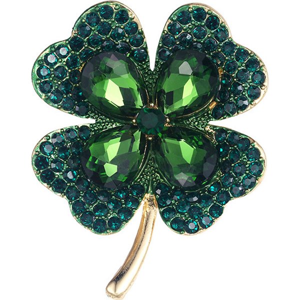 Damen High-End 4 Blätter Brosche eingelegt mit Kristall Strass Pflanzen Blumen blatt Legierung Brosche Kleidung Accessoires