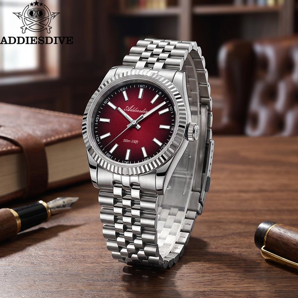 ADDIESDIVE 36mm Neue Quarz-Herrenuhr Saphirglas 100m Wasserdicht Nachtlicht VH31 Quarzuhr AD2073 Edelstahl Sportuhr für Herren