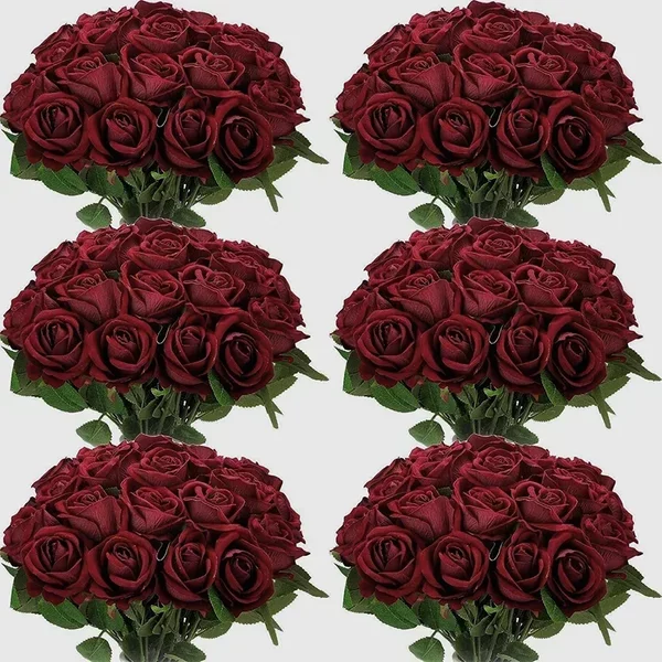 Bouquet de roses artificielles en velours, 50 pièces, pour décoration de mariage à domicile