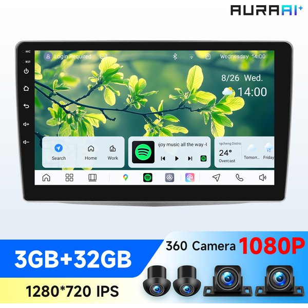AURAAI Autoradio-Player GPS für Alfa Romeo MiTo 955 2008-2016 Multimedia Wireless Carplay Android Auto 360-Grad-Kamera Intelligenter Touchscreen Octa-Core Autoradio