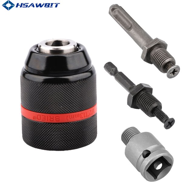 Mandrin de perçage sans clé en métal robuste 1/2-20UNF 13mm, tige hexagonale/SDS/prise carrée femelle adaptateur matériel outil professionnel