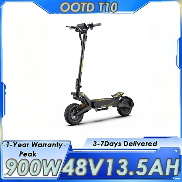 OOTD T10 E-Scooter 900W Spitzenleistungsmotor 48V13.5AH Akku Elektroroller mit stärkerem Drehmoment und großer Reichweite, Doppelscheibenbremsen, 11-Zoll-Reifen, Adventure-Scooter