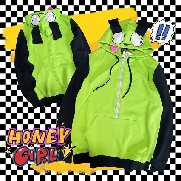Anime Invader Cosplay Costume manteau Alien Zim veste à capuche fermeture éclair pulls sweats avec oreilles Halloween