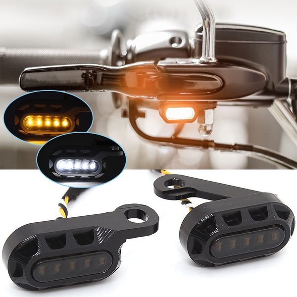 Mini Motorcycle CNC Indicators LED Turn Signal Light Handlebar Amber Signal Lamp 12V Fits For Harley Sportster XL 2004-2022 New