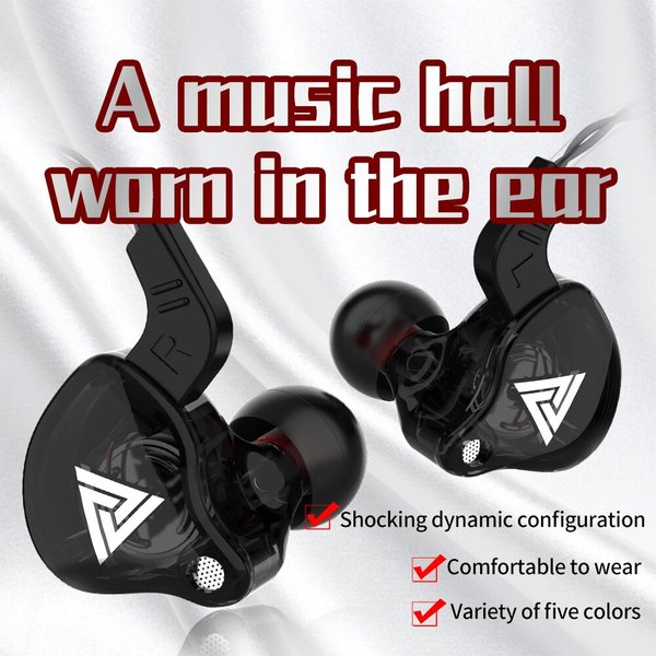QKZ-Écouteurs intra-auriculaires AK6, unité de pilote dynamique, téléphone de sauna avec micro, stéréo sport, casque HiFi Subwoofer, écouteurs de moniteur, 6