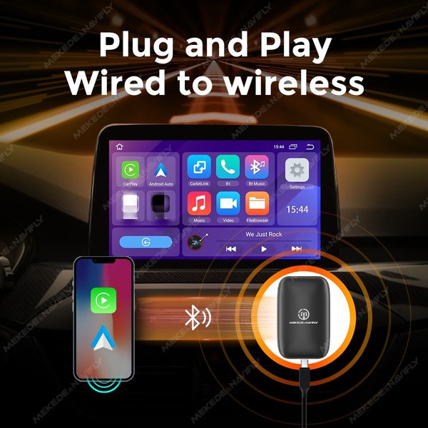 MEKEDE AI BOX CarPlay Kit Android OS Kabelloses CarPlay Auto-Multimedia-Unterhaltungssystem Smart TV Box für Netflix YouTube