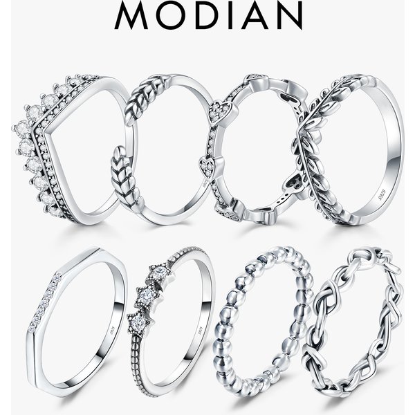 Modian Silver Gold Rose Shining Rings for Women Fashion 100% 925 Sterling Silver Stackable Finger Ring Wedding Statement Jewelry