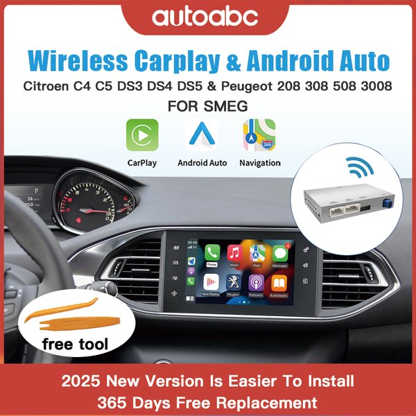 AUTOABC Drahtlose Carplay Android auto für Peugeot 208 308 508 3008 Citroën C4 DS3 DS4 DS5 SMEG MRN Multimedia Kamera