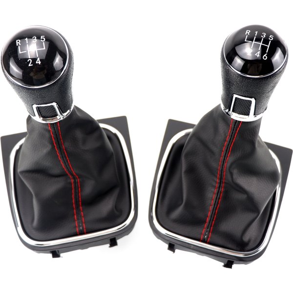 Pommeau de levier de vitesse 5/6 vitesses et Gaitor de démarrage, ensemble en cuir noir pour VW Golf 5 6 Jetta V VI Scirocco
