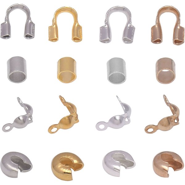 4Style Brass Tube Crimp Beads U Shape Wire Protector Tips Knot Cover Half Round Crimp Beads For Necklace Bracelet Jewelry Making