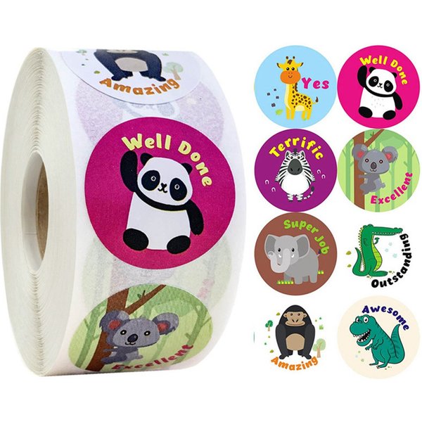 100-500pcs Reward Stickers for Kids Toys Encouragement Sticker for School Teacher Supplies Cute Animal Stickers Stationery Decor