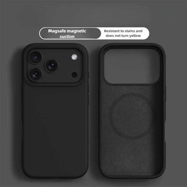 Płynny silikonowy pokrowiec magnetyczny kompatybilny z MagSafe do iPhone'a 17ProMax 16 15 18 13 17Air, jednokolorowy, ochronny, miękki pokrowiec na tył.