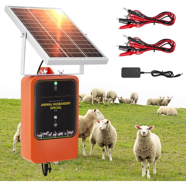 10km Solar Electric Fence Charger Adjustable 1.2J IP65 DC 12V Solar Panel Electric Fence Energizer Metal Garden Fence
