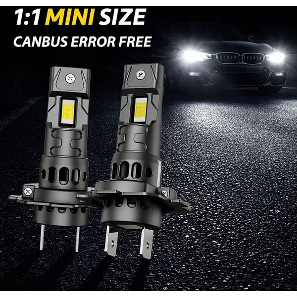 H7 LED-Scheinwerfer Canbus 8000LM 55W 7035 CSP-Chips 1:1 Mini-Größe Plug-and-Play Autolampe 6000K Kabellose Nebelleuchte mit Turbo-Lüfter