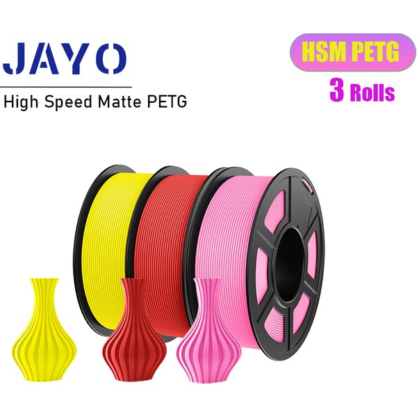 JAYO High Speed mattes PETG 3D-Drucker-Filament, 3 Rollen, keine Blasen, glatt, mehrere Farben, 3D-Filament, passend für FDM-Drucker, 1,1 kg
