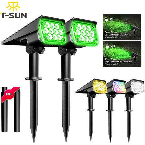 1/2/4PCS Lampe Solaire à Température de Lumière Réglable, Lampe de Jardin Solaire Extérieure IP65, Projecteur Solaire Super Lumineux