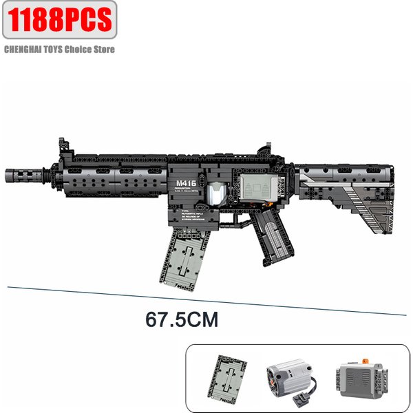 Fusil électrique militaire M416, blocs de construction assemblés, modèle MOC, armes de l'armée, mitrailleuse, ensembles d'armes à feu, jouet pour enfant, cadeaux pour garçon