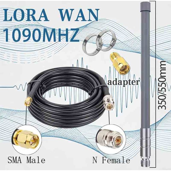 Antenne en fibre de verre ADS‑B 1090 MHz à gain élevé, omnidirectionnelle, étanche IP67 pour FlightRadar24 FlightAware Raspberry