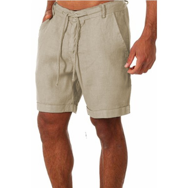 KB New Men's Cotton Linen shorts Pants Male Summer Breathable Solid Color Linen Trousers Fitness Streetwear S-4XL