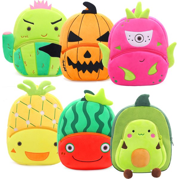 Sac à dos de fruits de dessin animé mignon, sac à dos en peluche pour enfants, mini sac à dos décontracté pour garçons et filles