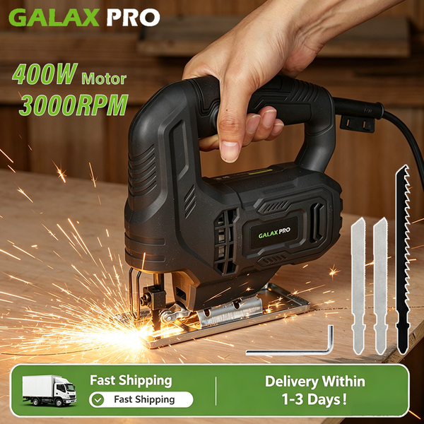 GALAX PRO Stichsäge 400W Leistungsstarker Motor Elektrische Säbelsäge 3000 U/min Einstellbar ±45° ° Abgeschrägter Schnitt für Tischler DIY Holzbearbeitung