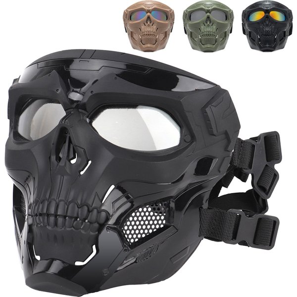 Cyclisme lunettes colorées moto crâne squelette masque coupe-vent masque complet Paintball jeu tactique Protection casque masque