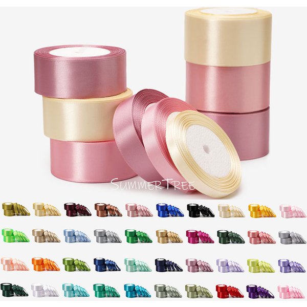 Ruban de satin 25yards 6mm - 50mm, ceinture d'emballage cadeau, nœud fait à la main, bricolage artisanal Halloween, noël, mariage, fête d'anniversaire, décoration