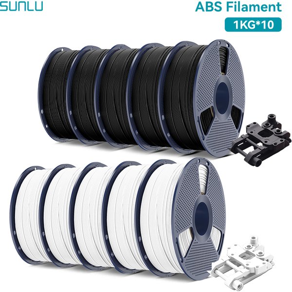 SUNLU 1,75 mm ABS-Filament 10 kg, hohe Festigkeit, gute Zähigkeit, langlebiges ABS, 1 kg Spule, 3D-Druckmaterial, passend für die meisten FDM-Drucker