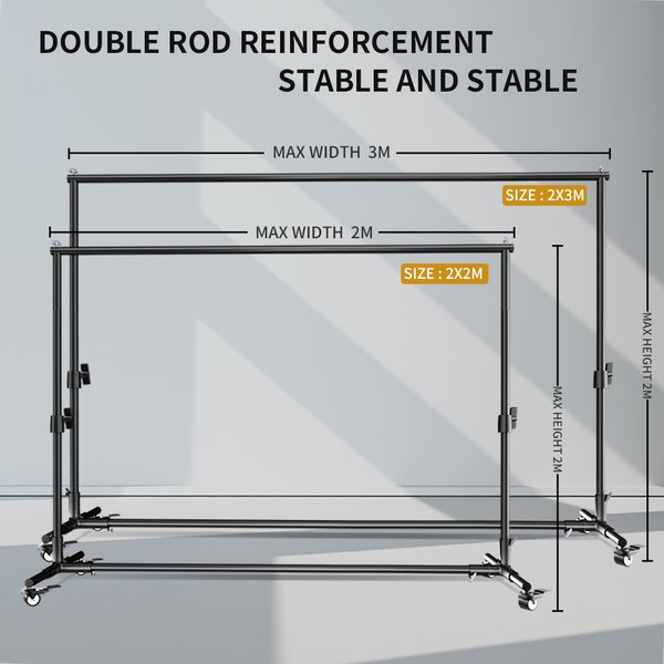 SH 2x2M/2x3M Mobile Pulley Hintergrund Ständer Tuch Ständer Doppel Teleskop Fotografie Pole Live Zimmer Hintergrund Wand Vorhang