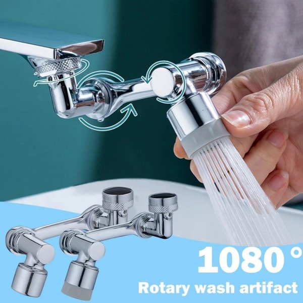1080 ° Robinet filtre anti-éclaboussures buse de robinet 720 ° Extension d'aérateur d'évier pivotant à 2 Modes, pour cuisine, toilettes, lavabo, buse de robinet d'eau