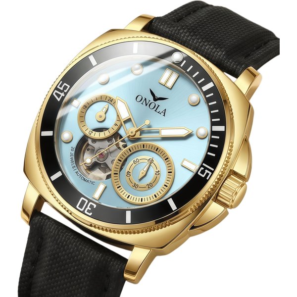 Montre mécanique automatique pour homme ONOLA Fashion Sports, à cadran ajouré, multifonctionnelle, avec bracelet.