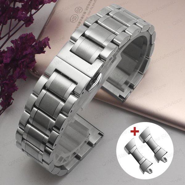 Arc Flat End Solid Edelstahl-Uhrenarmband für Tissot Butterfly-Verschluss, 12, 13, 14, 15, 16, 17, 18, 19, 20, 21, 22, 23, 24 mm, universell