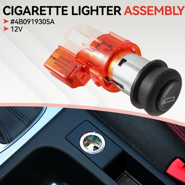 12V 3-poliger Zigarettenanzünder-Stecker Ersatz für Audi A3 A4 S4 A6 A8 RS6 8K0919343 8E0919309 4B0919305A