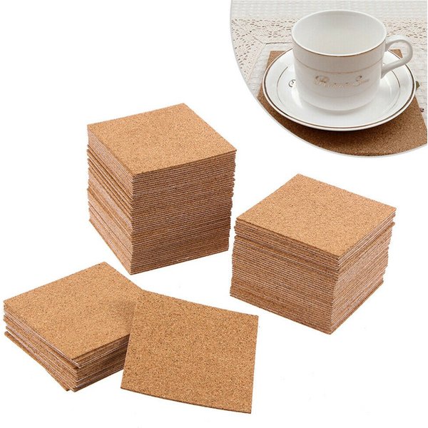Sous-verres carrés en liège naturel, 100cm, tapis auto-adhésif, antidérapant, résistant aux hautes températures, pour bureau, école, maison, Bar, 10 pièces