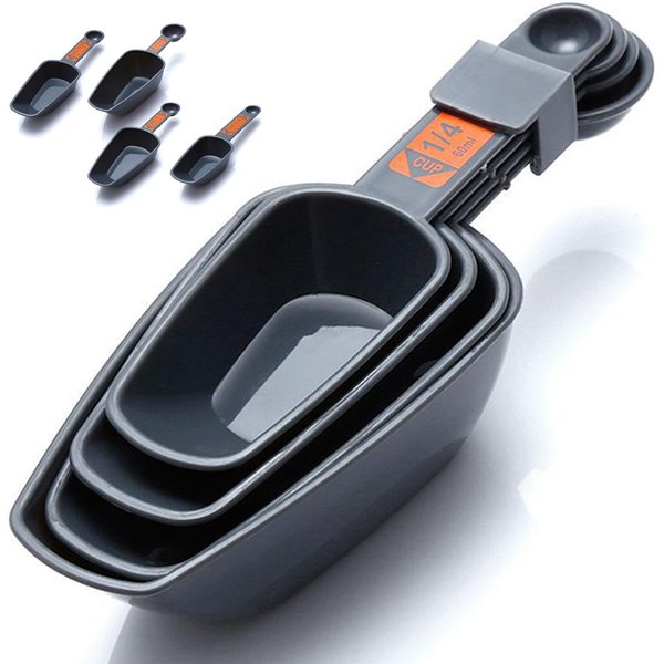Cuillères à mesurer pour la cuisson, 1/4 tasses à 1 tasse en plastique PP avec échelle, cuillères à mesurer pour café, accessoires d'outils de cuisine pour la maison, 4 pièces