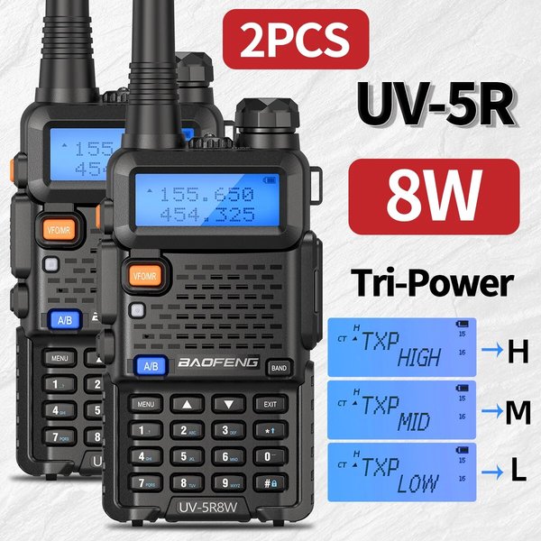 Baofeng – walkie-talkie Portable UV 5R 5W 8W, Radio CB double bande VHF UHF FM émetteur-récepteur Radio bidirectionnelle UV82 S9 K5 Plus, 1/2 pièces